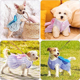 KUTKUT Pack of 4 Dresses for Small Girl Puppy Kitten RABIT Clothes, Female Princess Tutu Striped Summer Skirt Cat Pet Apparel Outfits